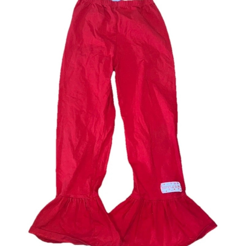 Ruffle Girl Solid Red Big Ruffle Pants Full Length Size 8